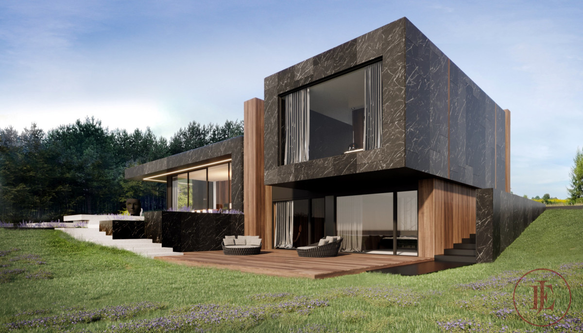 Działka z projektem nowoczesnego domu oraz PnB.