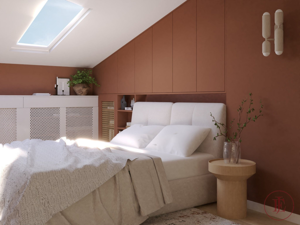 Łódź Górna, salon z aneksem, sypialnia, projekt